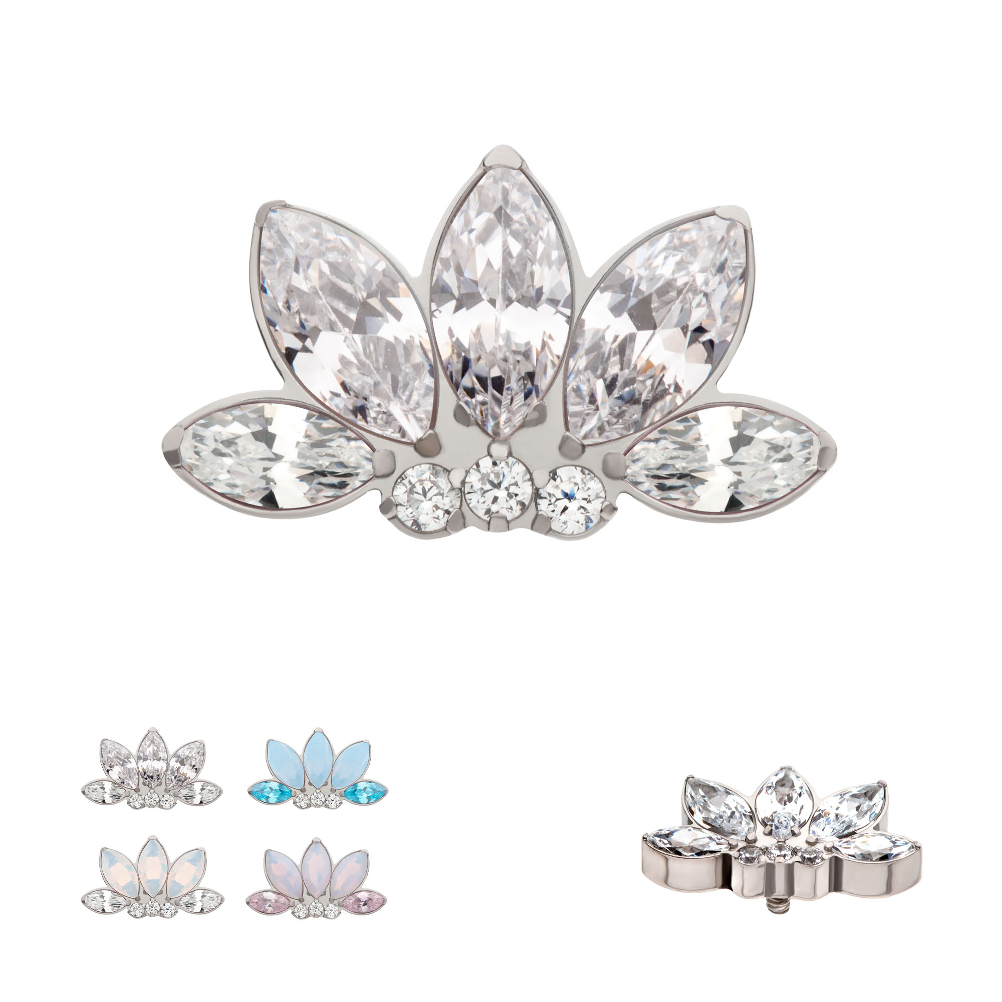 titd710-16.jpg Titanium 5-Cluster Marquise & Round CZ Fan Top - Image 1