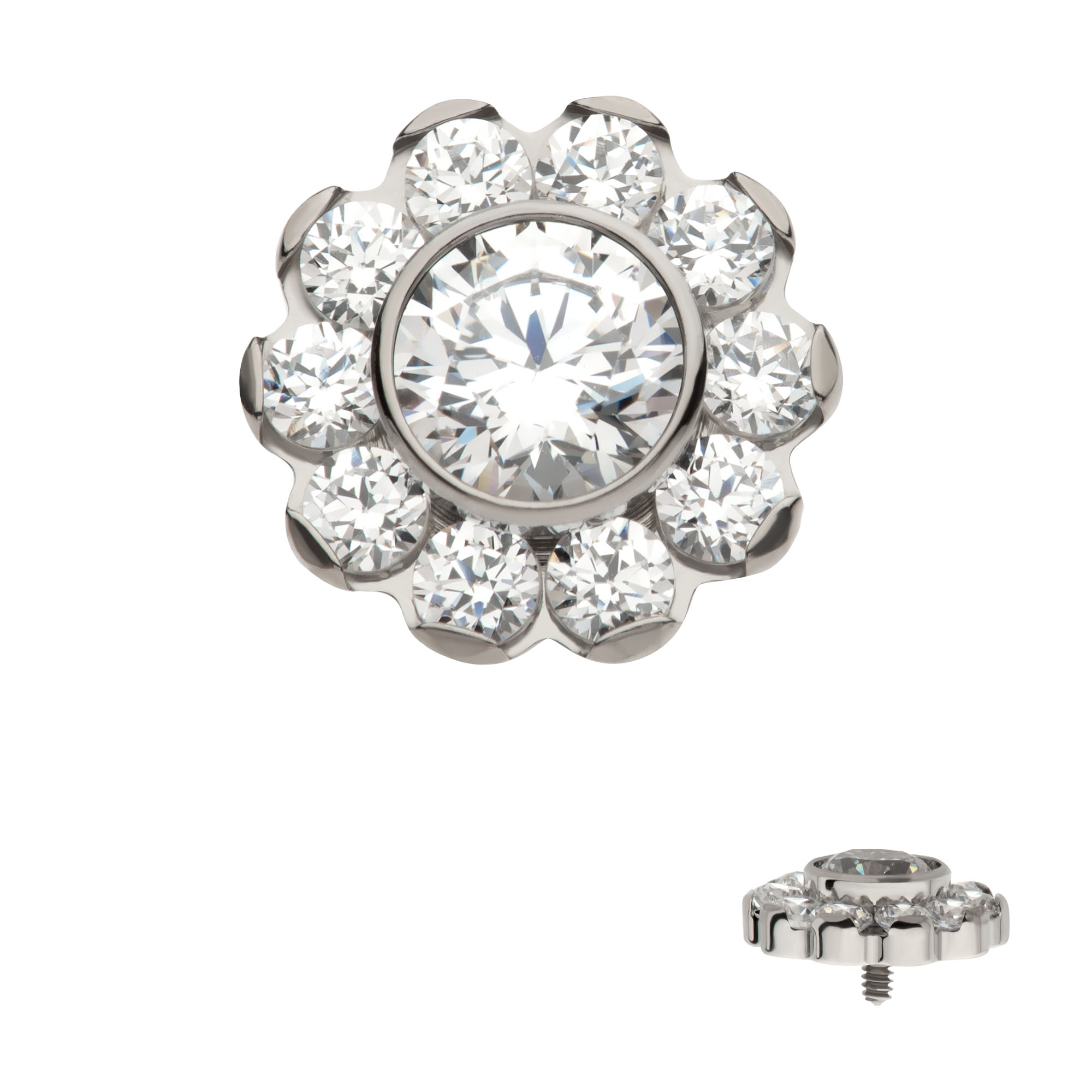 titd828-16c.jpg Titanium Flower Top with 11 Clear CZ - Image 1