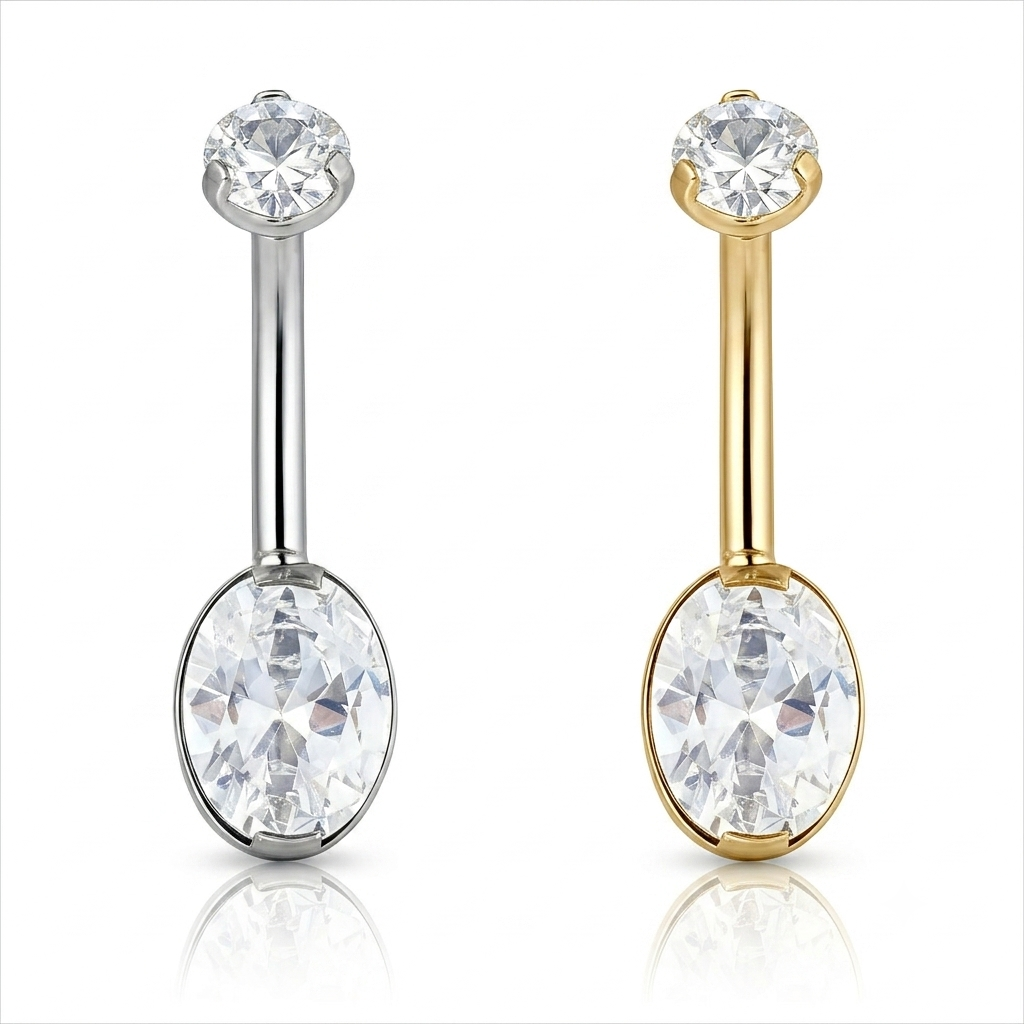 Gemini_Generated_Image_p68turp68turp68t Titanium Belly Bar with Oval Bezel CZ - Image 1