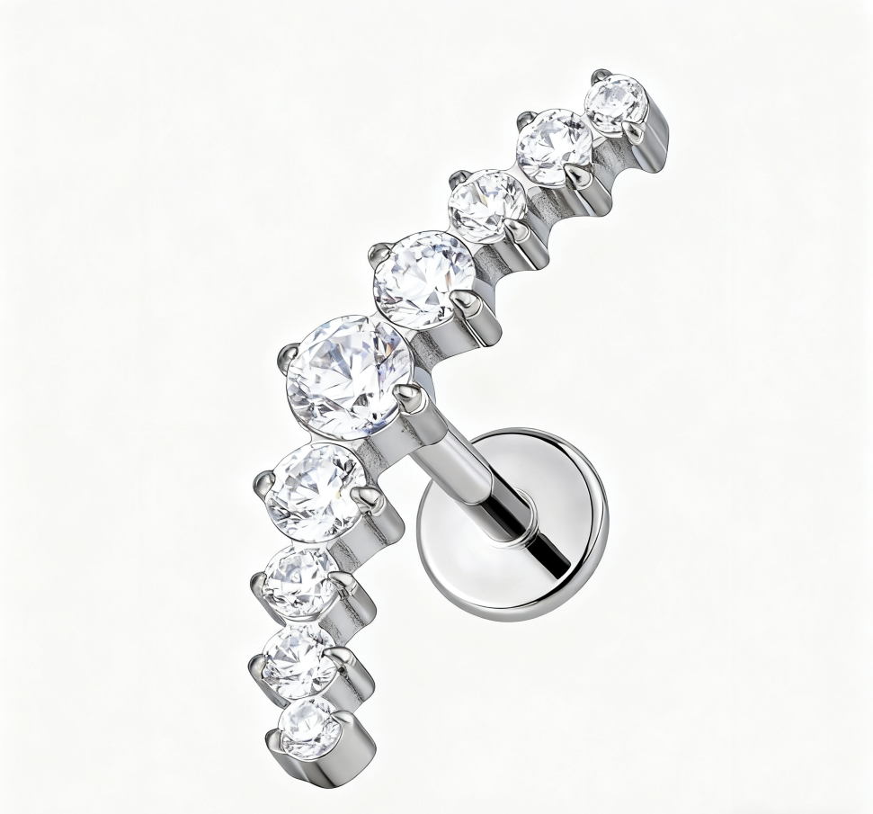 T-LAB021-TH-WGT1.26+4+CLCZ-257 Titanium Prong 9-Cluster CZ - Image 1