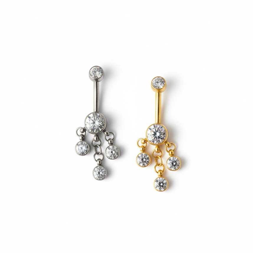 01anWIvU Titanium Triple Dangle CZ Navel - Image 1