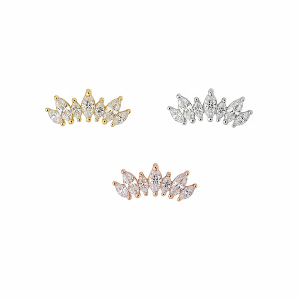 FOwEZcKM Crown Marquise Cluster– 18K Solid Gold - Image 1