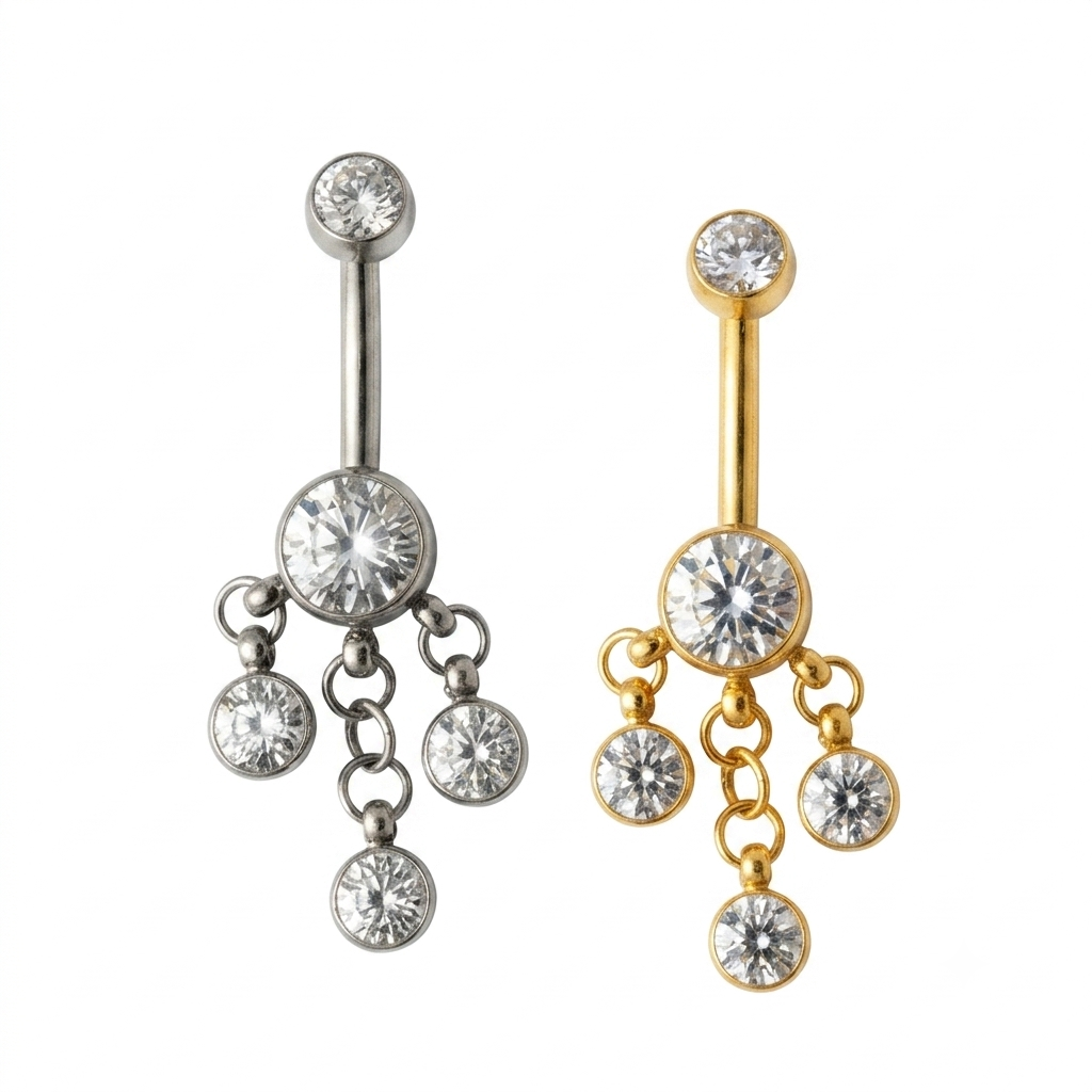 Gemini_Generated_Image_kok780kok780kok7 Titanium Triple Dangle CZ Navel - Image 1