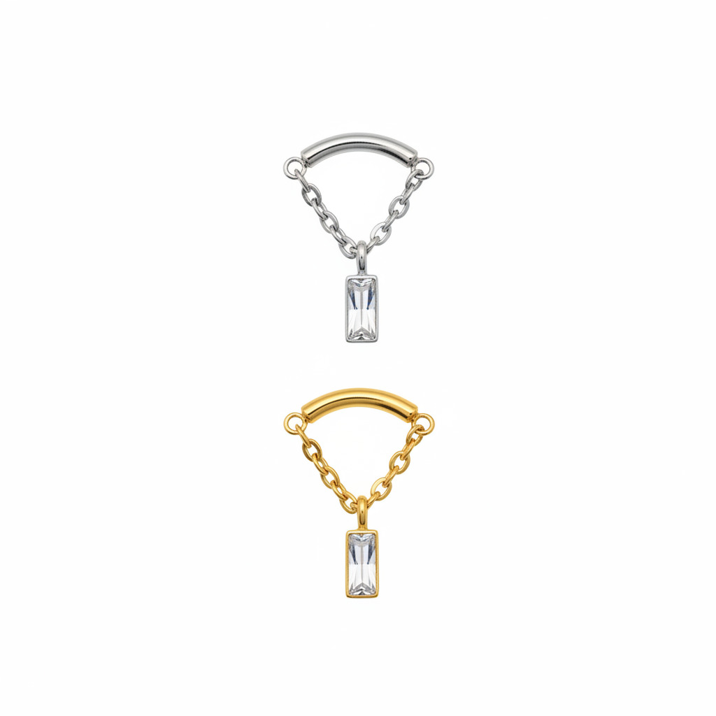 R8SZwQIX Titanium Hidden Helix/Conch Baguette Dangle - Image 1