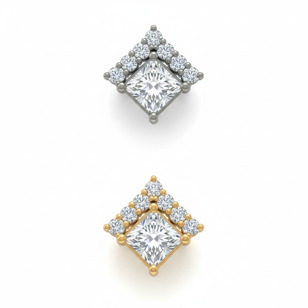 Xfz0rZn9 Princess Cut Hugged by Round CZ Rectangle Shape - Image 1