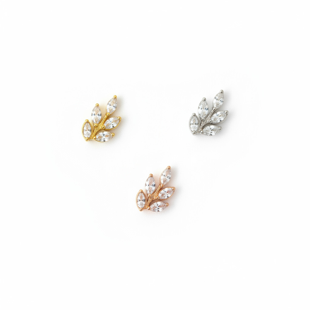-pcCveEs Marquise Leaf Cluster – 18K Solid Gold - Image 1